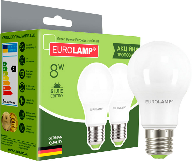 Лампа світлодіодна Eurolamp (4260484992642) 8Вт, E27, 4000K